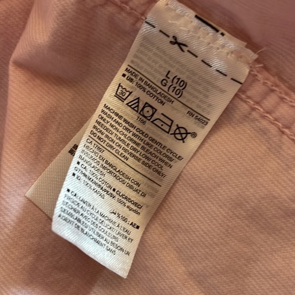 Girls Pastel Baby Pink Corduroy Button Down Shirt Dress 100%cotton large L - Picture 5 of 5